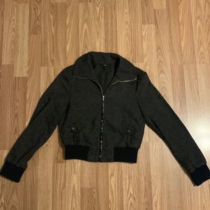 Charcoal gray bomber jacket. Size Large